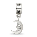 Sterling Silver 925 Crescent Moon Dangle Bead with Polished Finish