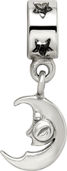 Sterling Silver 925 Crescent Moon Dangle Bead with Polished Finish