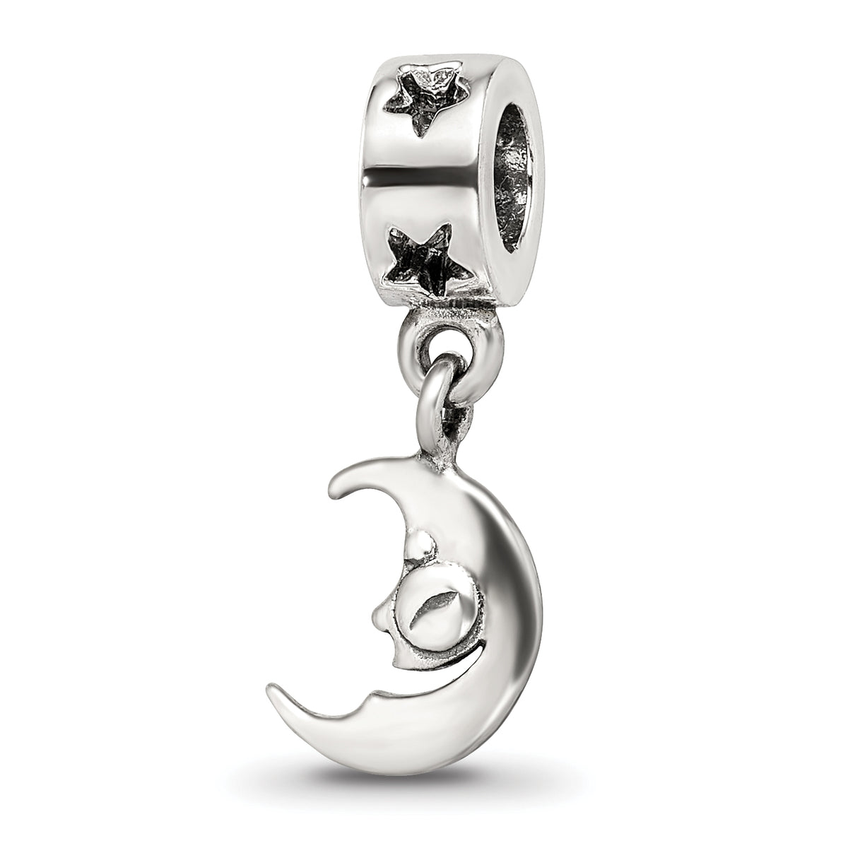 Sterling Silver Reflections Crescent Moon Dangle Bead