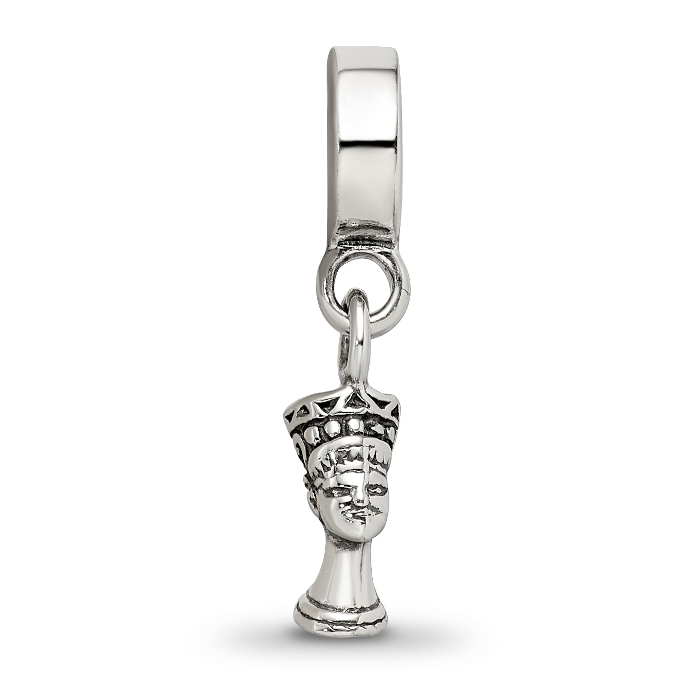 Sterling Silver 925 Nefertiti Dangle Bead with Antiqued Finish Elegant Charm