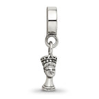 Sterling Silver 925 Nefertiti Dangle Bead with Antiqued Finish Elegant Charm
