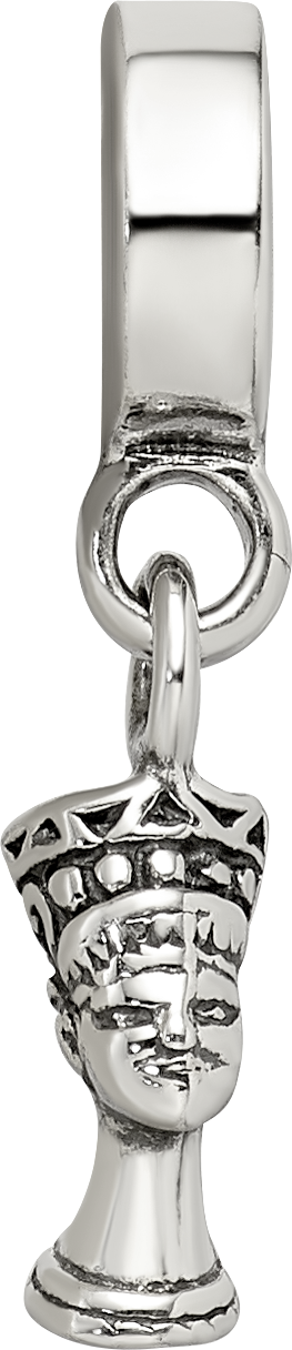 Sterling Silver 925 Nefertiti Dangle Bead with Antiqued Finish Elegant Charm