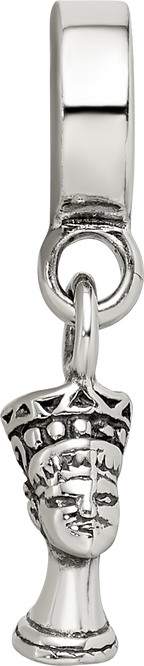 Sterling Silver 925 Nefertiti Dangle Bead with Antiqued Finish Elegant Charm