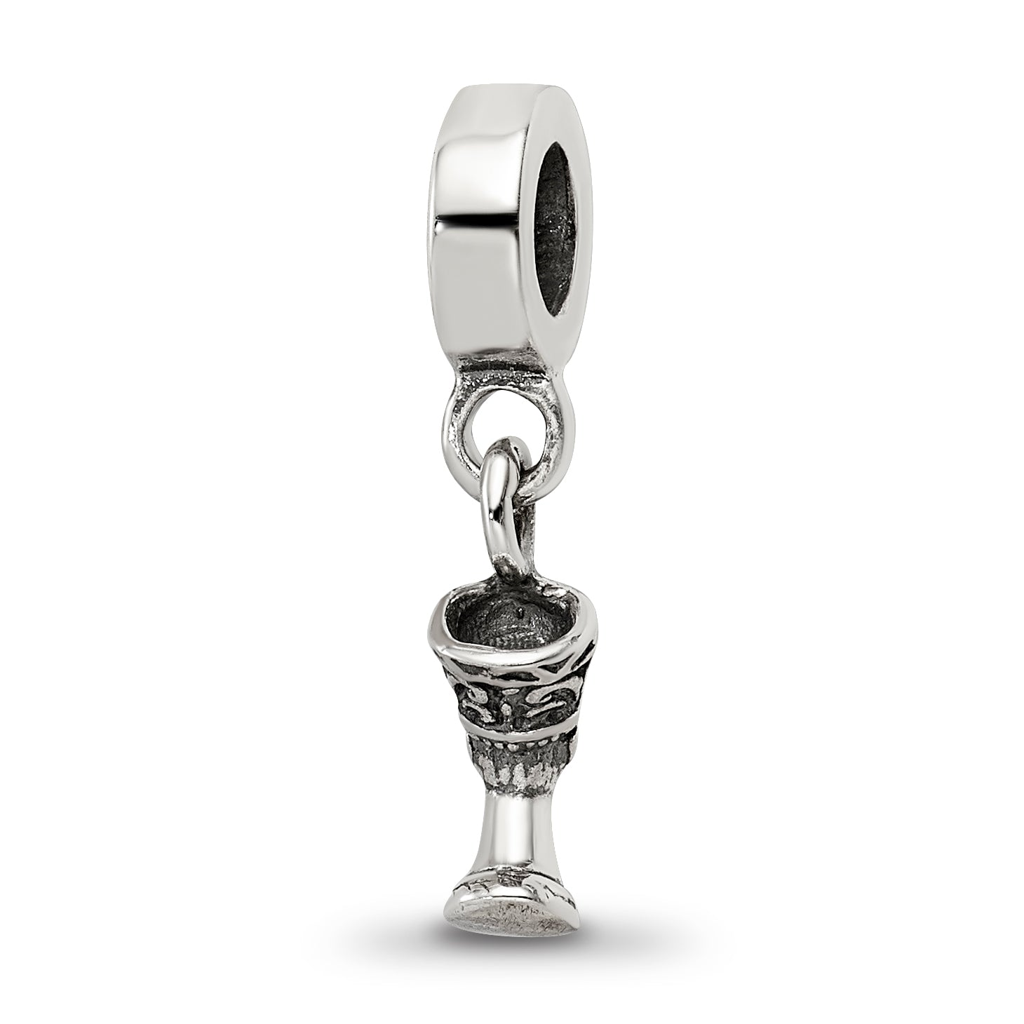 Sterling Silver 925 Nefertiti Dangle Bead with Antiqued Finish Elegant Charm