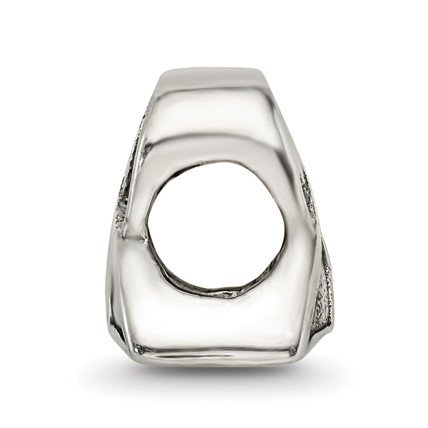 Sterling Silver 925 Awareness Ribbon Bead with Antiqued Finish and Solid Design