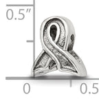 Sterling Silver 925 Awareness Ribbon Bead with Antiqued Finish and Solid Design