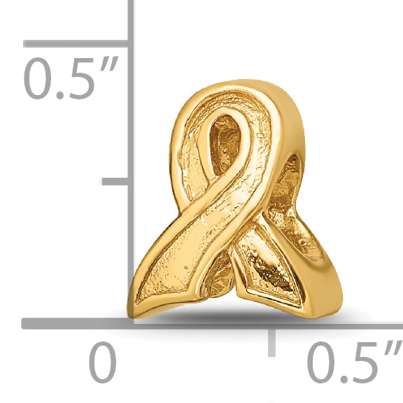 Sterling Silver Gold-plated Reflections Awareness Ribbon Bead