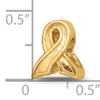Sterling Silver Gold-Plated Awareness Ribbon Bead with Polished Finish