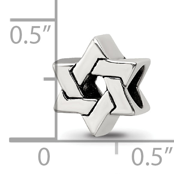 Sterling Silver 925 Star of David Bead with Antiqued Finish, Elegant and Versatile
