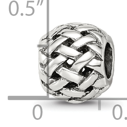 Sterling Silver 925 Basketweave Bali Bead with Antiqued Finish by Sophia Jewelers