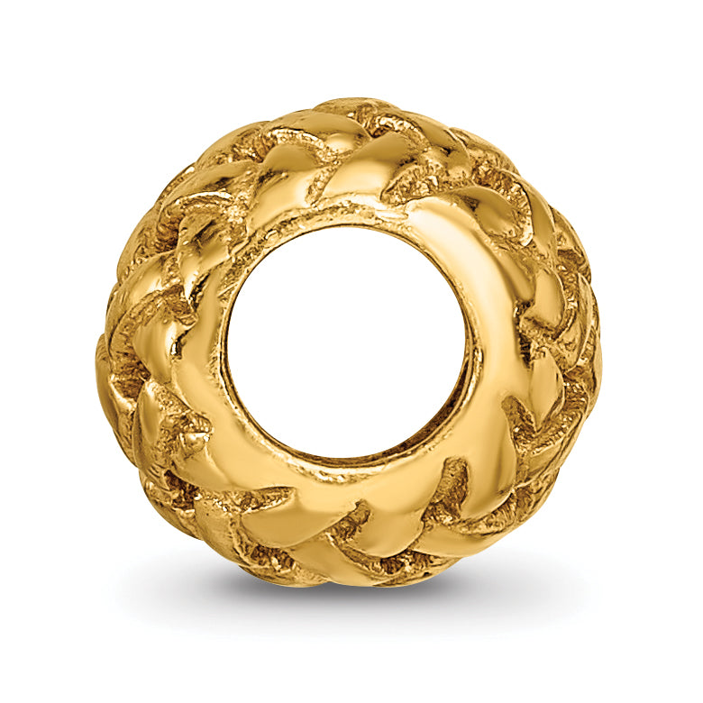 Sterling Silver Gold-plated Reflections Basketweave Bali Bead