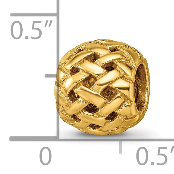 Sterling Silver 925 Gold-Plated Basketweave Bali Bead  Polished, Handcrafted Elegance