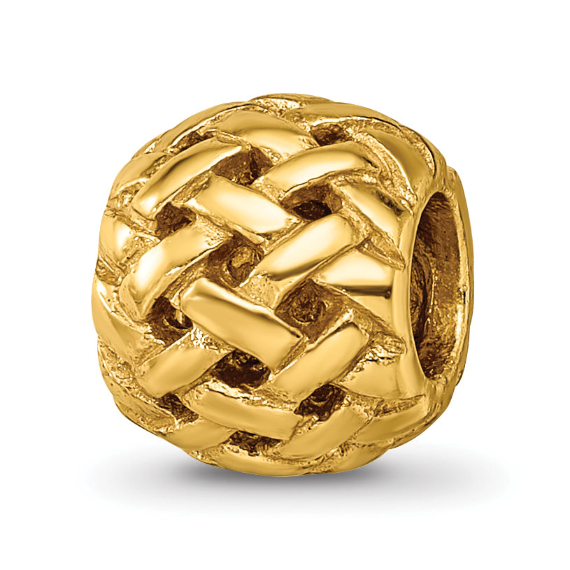 Sterling Silver Gold-plated Reflections Basketweave Bali Bead Main image