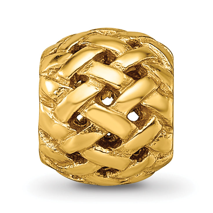 Sterling Silver 925 Gold-Plated Basketweave Bali Bead  Polished, Handcrafted Elegance