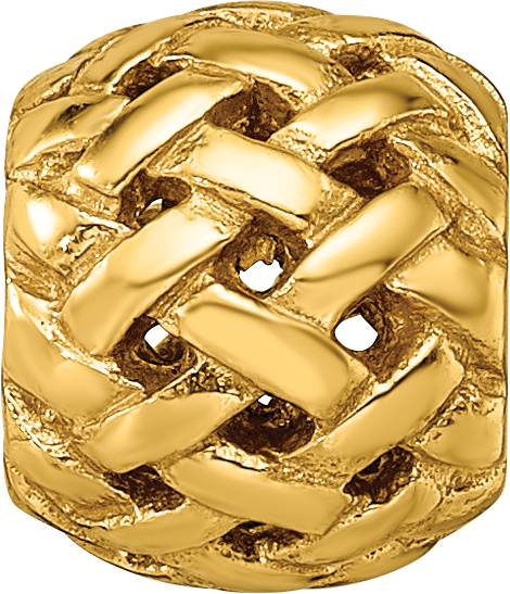 Sterling Silver 925 Gold-Plated Basketweave Bali Bead  Polished, Handcrafted Elegance