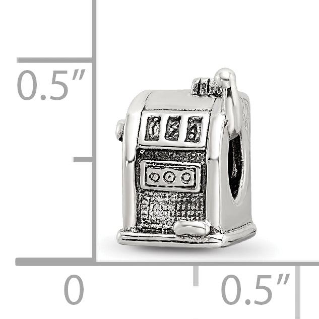 **Sterling Silver 925 Slot Machine Bead with Antiqued Finish  A Lucky Vintage Charm**