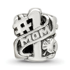 Sterling Silver 925 #1 Mom Bead with Antiqued Finish Elegant Gift for Charm Bracelets