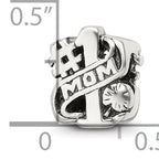 Sterling Silver 925 #1 Mom Bead with Antiqued Finish Elegant Gift for Charm Bracelets
