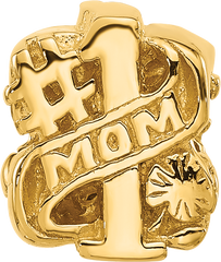 Sterling Silver Reflections Gold-plated Number 1 Mom Floral Bead
