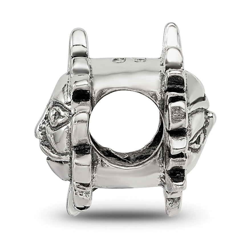 Sterling Silver 925 Sun Bead with Antiqued Design and Solid Cast Construction
