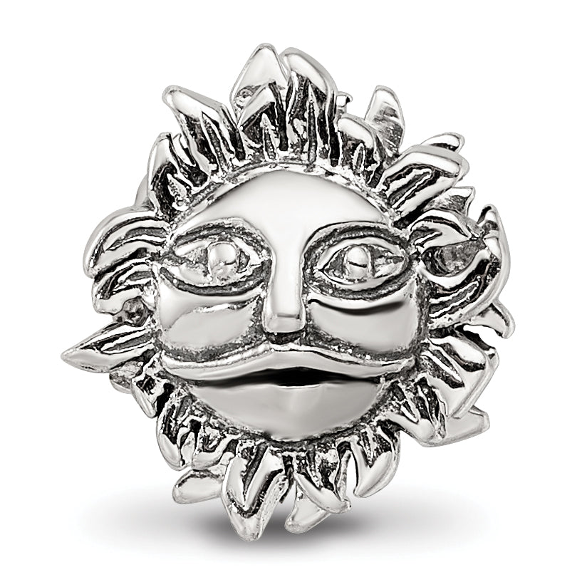Sterling Silver 925 Sun Bead with Antiqued Design and Solid Cast Construction
