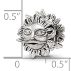 Sterling Silver 925 Sun Bead with Antiqued Design and Solid Cast Construction
