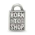 Sterling Silver 925 Antiqued Born to Shop Bead for Charm Bracelets