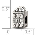 Sterling Silver 925 Antiqued Born to Shop Bead for Charm Bracelets