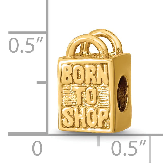 Sterling Silver Gold-Plated Born to Shop Bead with Polished Finish