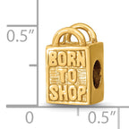 Sterling Silver Gold-Plated Born to Shop Bead with Polished Finish