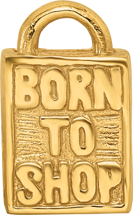 Sterling Silver Gold-Plated Born to Shop Bead with Polished Finish