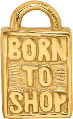 Sterling Silver Gold-Plated Born to Shop Bead with Polished Finish