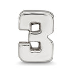 Sterling Silver 925 Number 3 Bead with Polished Finish Timeless Craft Charm