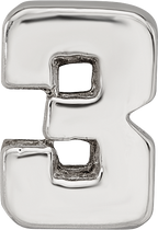 Sterling Silver 925 Number 3 Bead with Polished Finish Timeless Craft Charm