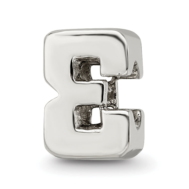 Sterling Silver 925 Number 3 Bead with Polished Finish Timeless Craft Charm