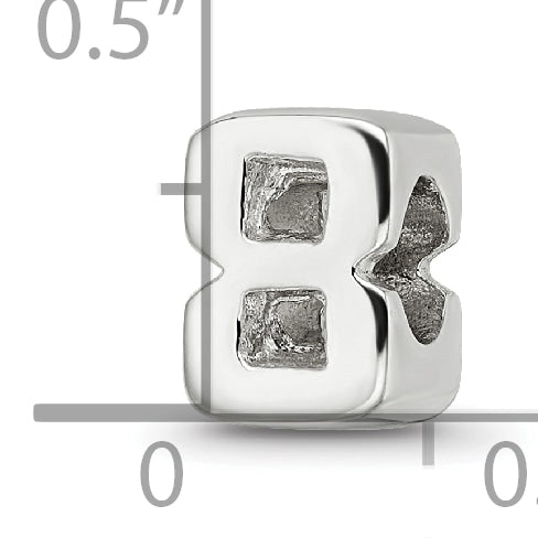 Sterling Silver 925 Number 8 Bead with Polished Finish Solid Design