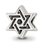 Sterling Silver 925 Kids Star of David Bead with Antiqued Finish Solid Cast Design
