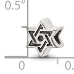 Sterling Silver 925 Kids Star of David Bead with Antiqued Finish Solid Cast Design