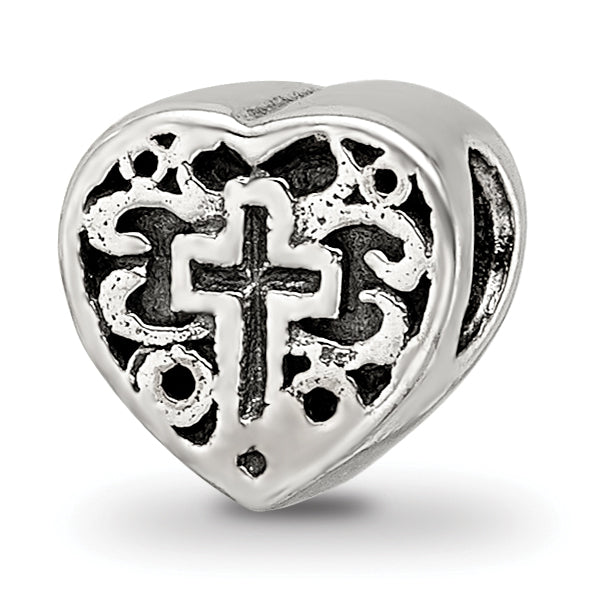 Sterling Silver Reflections Kids Heart w/Cross and Scroll Bead Main image