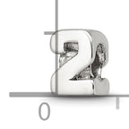 Sterling Silver 925 Kids Number 2 Bead with Polished Finish Solid Design