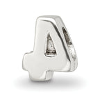 Sterling Silver 925 Kids Number 4 Bead Polished Solid Charm