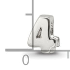 Sterling Silver 925 Kids Number 4 Bead Polished Solid Charm