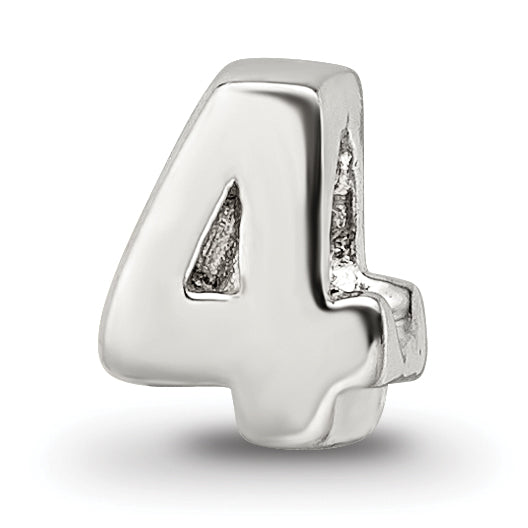 Sterling Silver Reflections Kids Number 4 Bead Main image