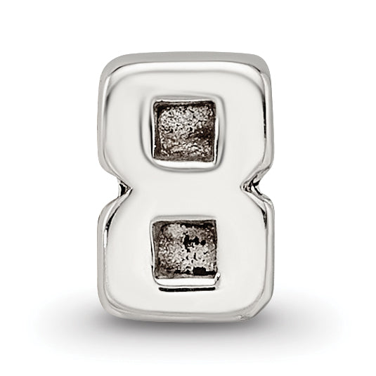 Sterling Silver 925 Kids Number 8 Bead with Polished Finish