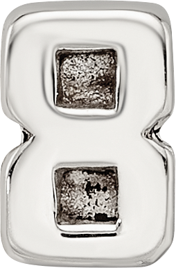 Sterling Silver 925 Kids Number 8 Bead with Polished Finish