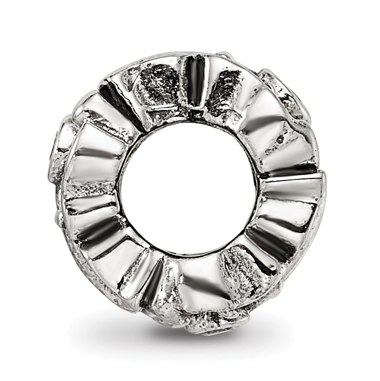 Sterling Silver 925 Butterfly Bead with CZ Accent Antiqued Finish