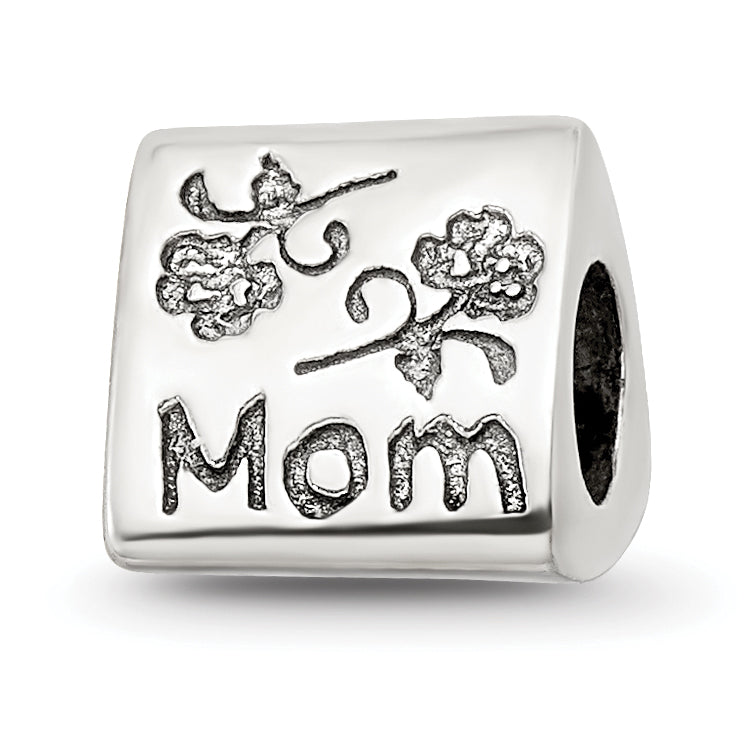 Sterling Silver 925 Antiqued Trilogy Bead for Mom