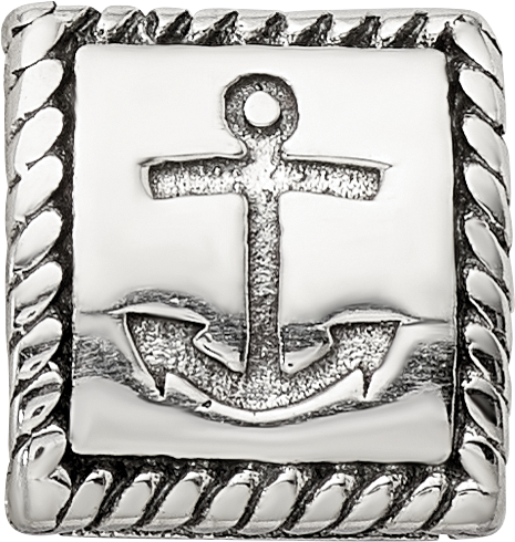 Sterling Silver 925 Trilogy Bead with Anchor Cross Heart Antiqued Finish