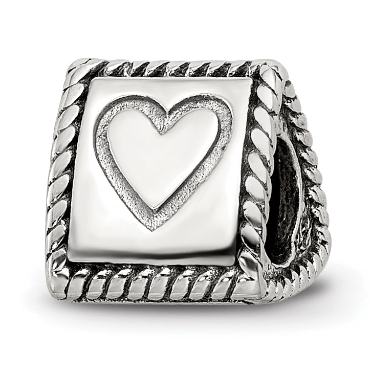 Sterling Silver 925 Trilogy Bead with Anchor Cross Heart Antiqued Finish