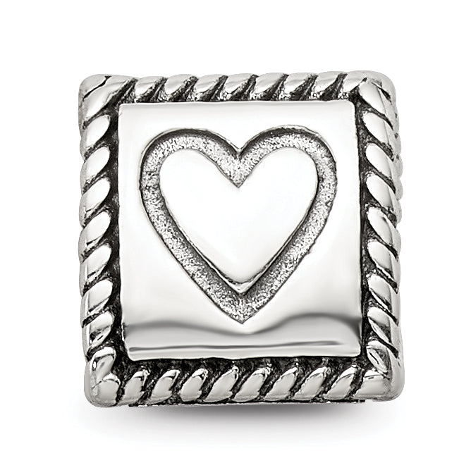 Sterling Silver 925 Trilogy Bead with Anchor Cross Heart Antiqued Finish